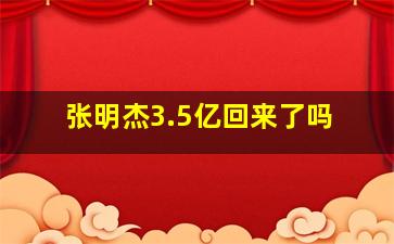 张明杰3.5亿回来了吗