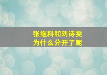 张继科和刘诗雯为什么分开了呢