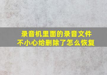 录音机里面的录音文件不小心给删除了怎么恢复