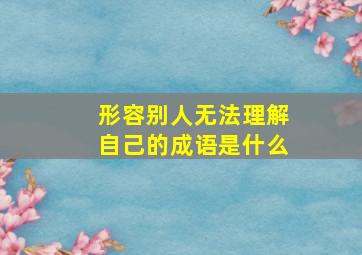 形容别人无法理解自己的成语是什么