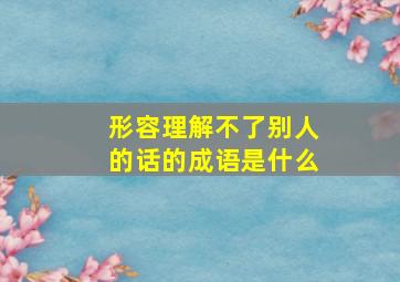 形容理解不了别人的话的成语是什么