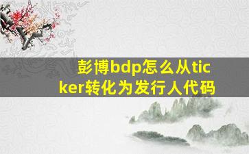 彭博bdp怎么从ticker转化为发行人代码