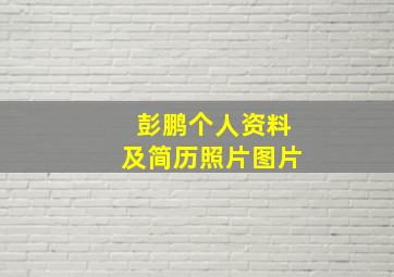 彭鹏个人资料及简历照片图片