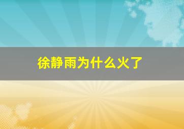 徐静雨为什么火了