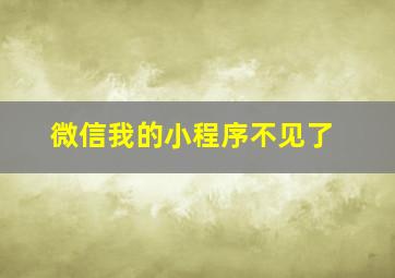 微信我的小程序不见了