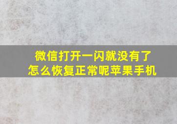 微信打开一闪就没有了怎么恢复正常呢苹果手机