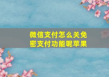 微信支付怎么关免密支付功能呢苹果