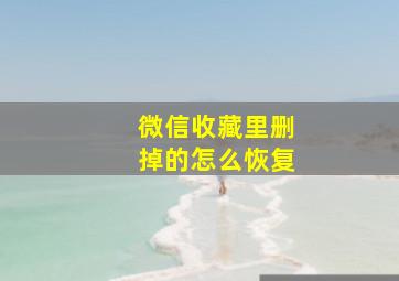 微信收藏里删掉的怎么恢复