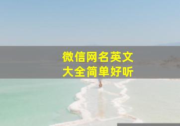 微信网名英文大全简单好听