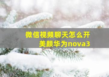 微信视频聊天怎么开美颜华为nova3