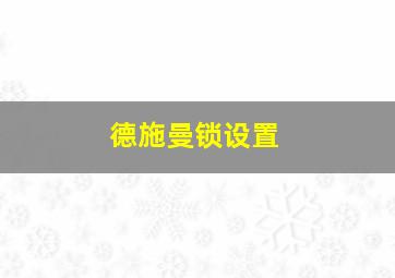 德施曼锁设置