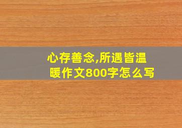 心存善念,所遇皆温暖作文800字怎么写