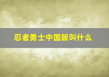 忍者勇士中国版叫什么