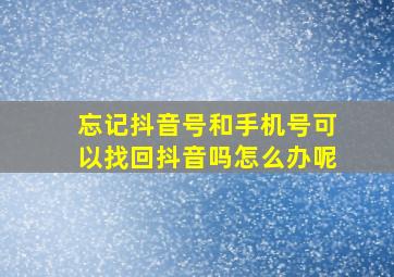 忘记抖音号和手机号可以找回抖音吗怎么办呢