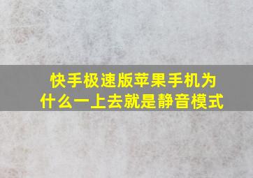 快手极速版苹果手机为什么一上去就是静音模式