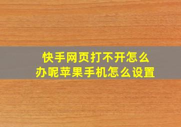 快手网页打不开怎么办呢苹果手机怎么设置