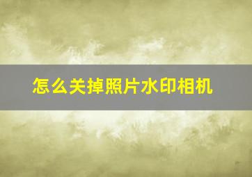 怎么关掉照片水印相机