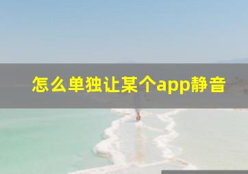 怎么单独让某个app静音