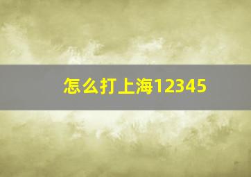 怎么打上海12345