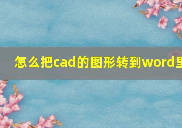 怎么把cad的图形转到word里