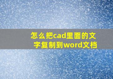 怎么把cad里面的文字复制到word文档