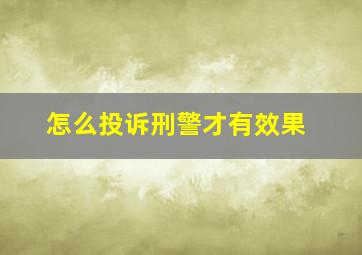 怎么投诉刑警才有效果