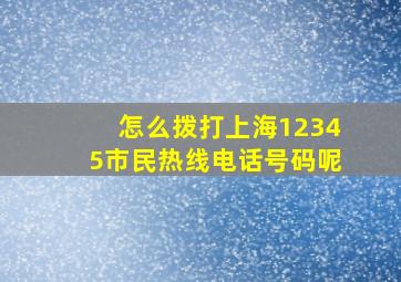 怎么拨打上海12345市民热线电话号码呢