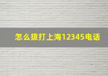 怎么拨打上海12345电话