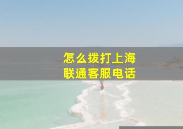 怎么拨打上海联通客服电话