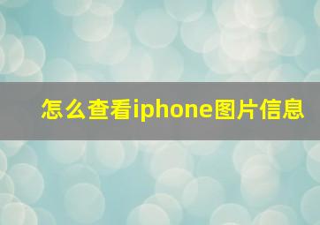 怎么查看iphone图片信息