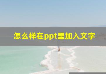 怎么样在ppt里加入文字