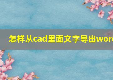 怎样从cad里面文字导出word