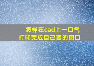 怎样在cad上一口气打印完成自己要的窗口