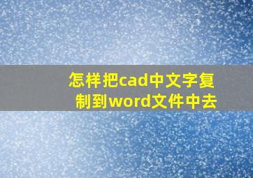 怎样把cad中文字复制到word文件中去