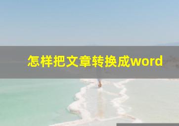 怎样把文章转换成word