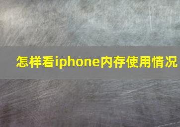 怎样看iphone内存使用情况