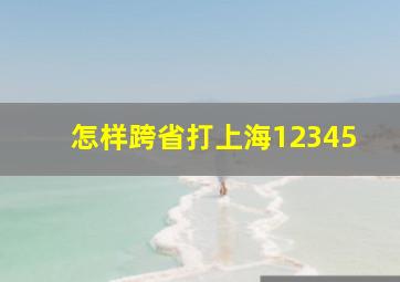 怎样跨省打上海12345