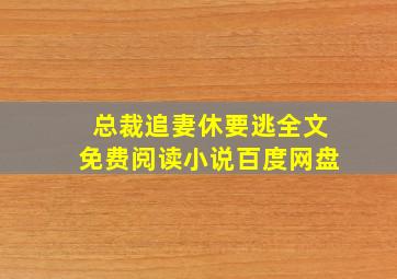 总裁追妻休要逃全文免费阅读小说百度网盘