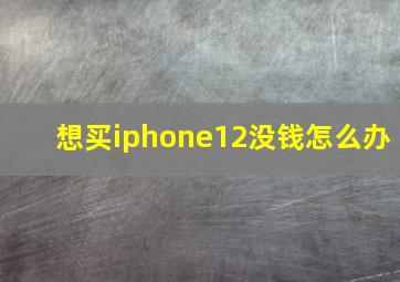 想买iphone12没钱怎么办