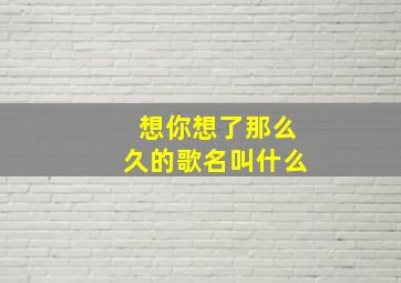 想你想了那么久的歌名叫什么