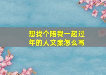 想找个陪我一起过年的人文案怎么写