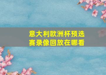 意大利欧洲杯预选赛录像回放在哪看