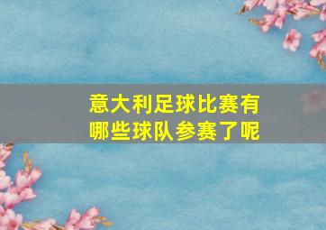 意大利足球比赛有哪些球队参赛了呢