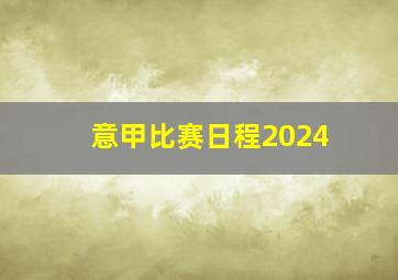 意甲比赛日程2024