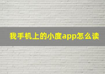 我手机上的小度app怎么读