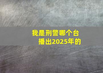 我是刑警哪个台播出2025年的