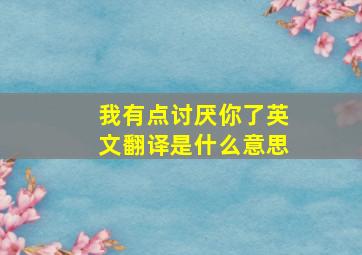 我有点讨厌你了英文翻译是什么意思