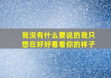 我没有什么要说的我只想在好好看看你的样子