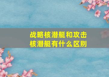 战略核潜艇和攻击核潜艇有什么区别