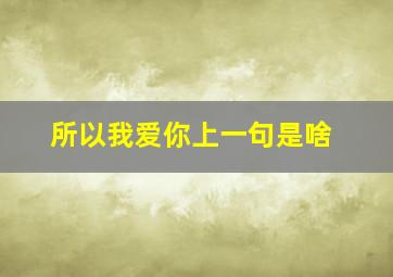 所以我爱你上一句是啥